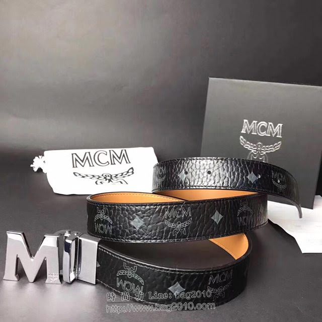 MCM皮帶 專櫃同步 原單 韓國雙面進口頭層皮 mcm腰帶  mdmc1355